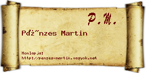 Pénzes Martin névjegykártya